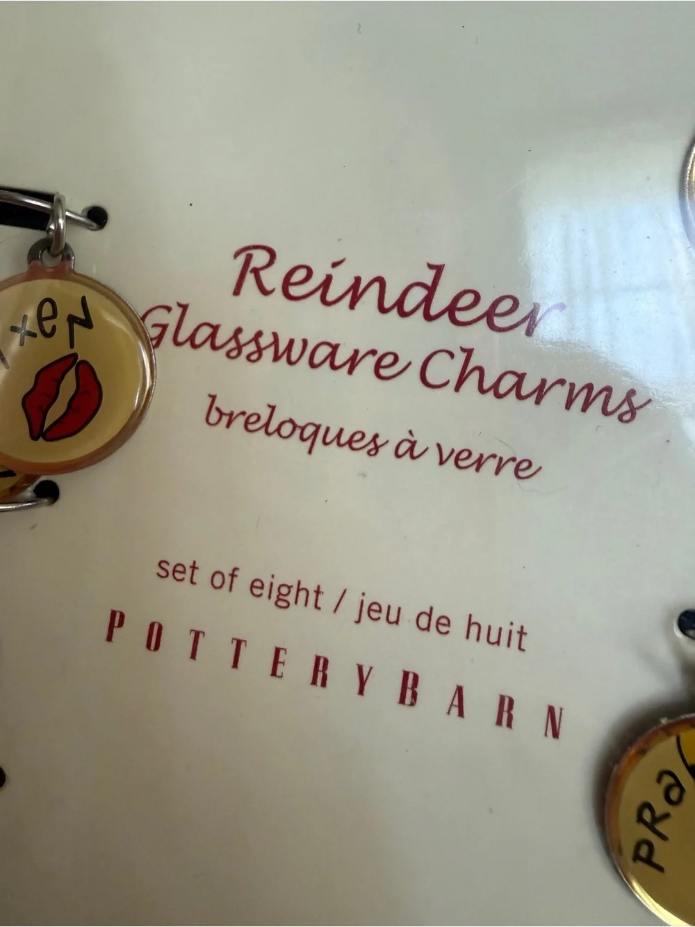 Potterybarn Reindeer Glassware Charms set of 8 Christmas